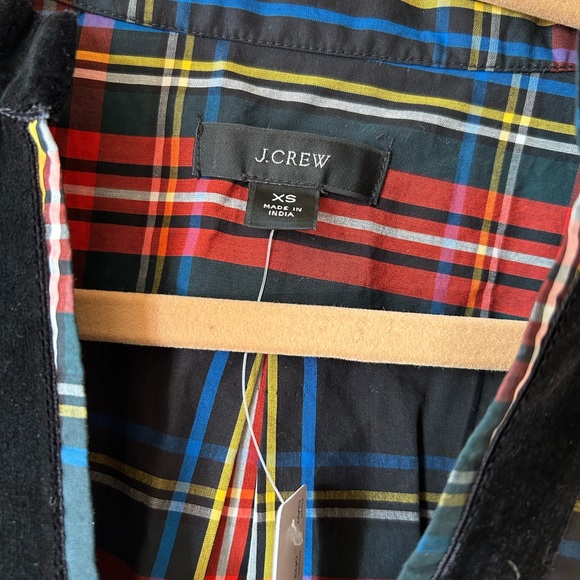 BNWT J. Crew Velet-trimmed V-neck Tunic in black Stewart Tartan in XS - Picture 3 of 8